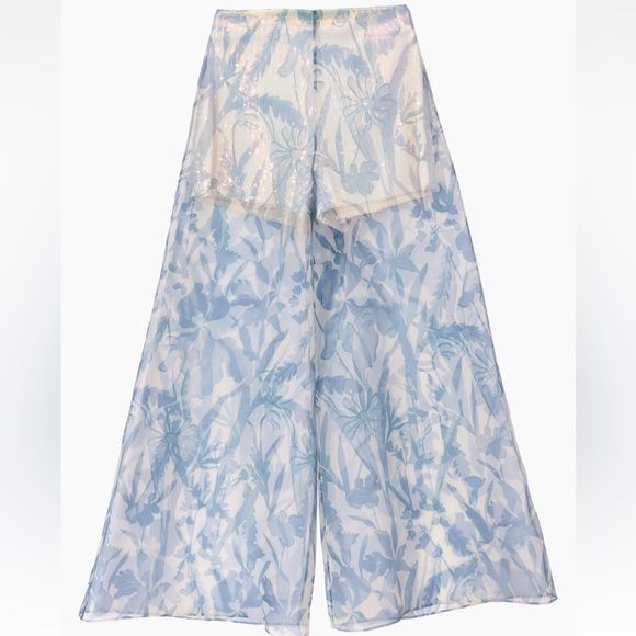 STAUD Pants - STAUD Rachel Pant in wildflower- size 6 wide leg sheer pants